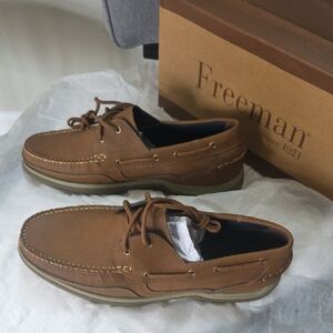 Freeman Size 13 Leather Men's Brown Boat Shoes New In Box